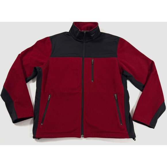VTG Eddie Bauer Y2K Windcutter Fleece Jacket M Red Black Softshell Zip Outdoor - Picture 1 of 13